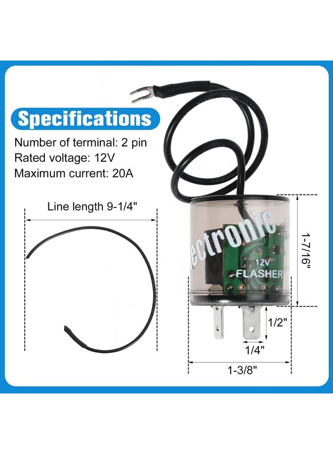 LAMAY LED Flasher Relay 2 Pin 12V Electronic LED Turn Signal Flasher Blinker Relay Two Prong Round Blinker 2-Terminal for Cars Trucks Motorcycles - Image 1